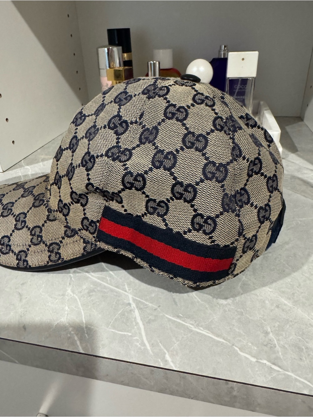 Gucci Men's GG Supreme Canvas Baseball Cap - Beige/Blue - Picture 3 of 6